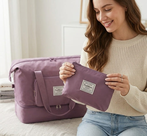 Large Waterproof Foldable Travel Bag,Unisex,Korean,COLOR Purple