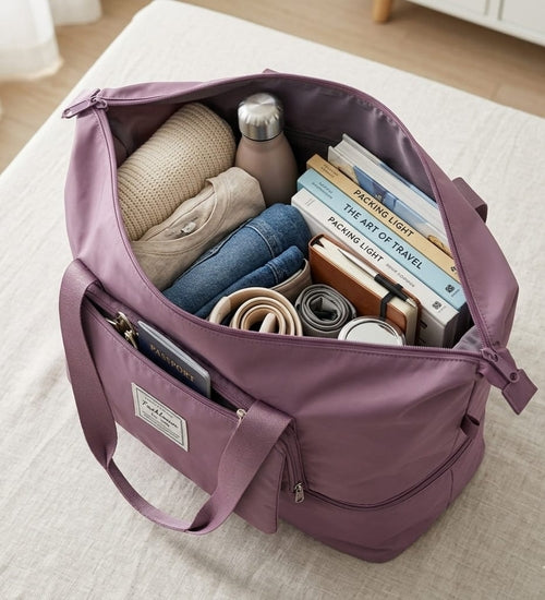 Large Waterproof Foldable Travel Bag,Unisex,Korean,COLOR Purple
